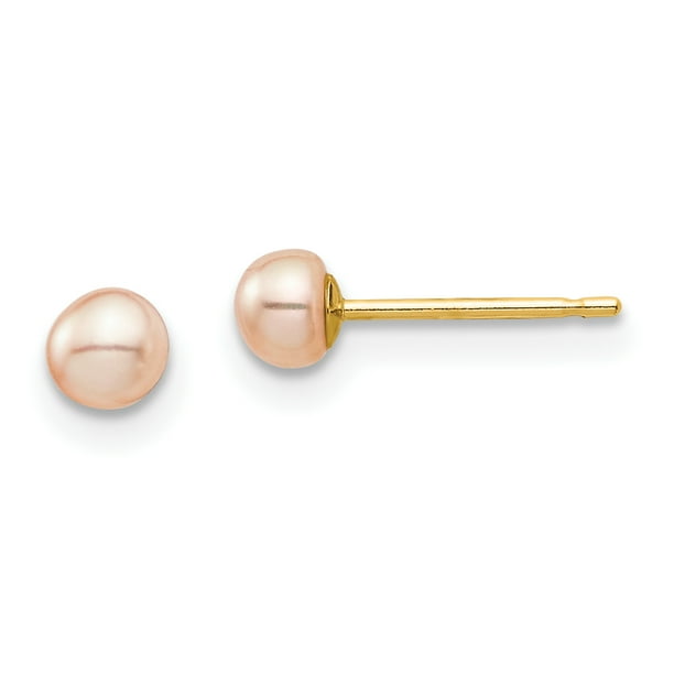 14k 3-4mm White Button Freshwater Cultured Pearl Stud Post Earrings 14 kt Yellow Gold 14k 3-4mm White Button Freshwater Cultured Pearl Stud Post Earrings 14 kt Yellow Gold